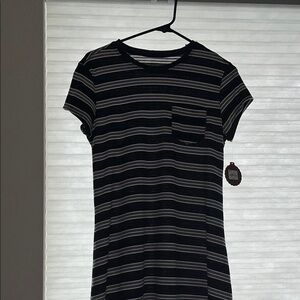 SO Black and White Striped Midi Dress